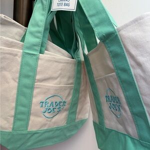 Trader Joe’s Mint and Cream Canvas Mini Tote Bag